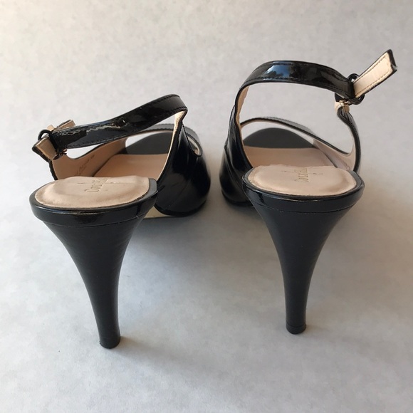 Black Cole Haan Margot Peep Toe Silngback Heels - Picture 3 of 7